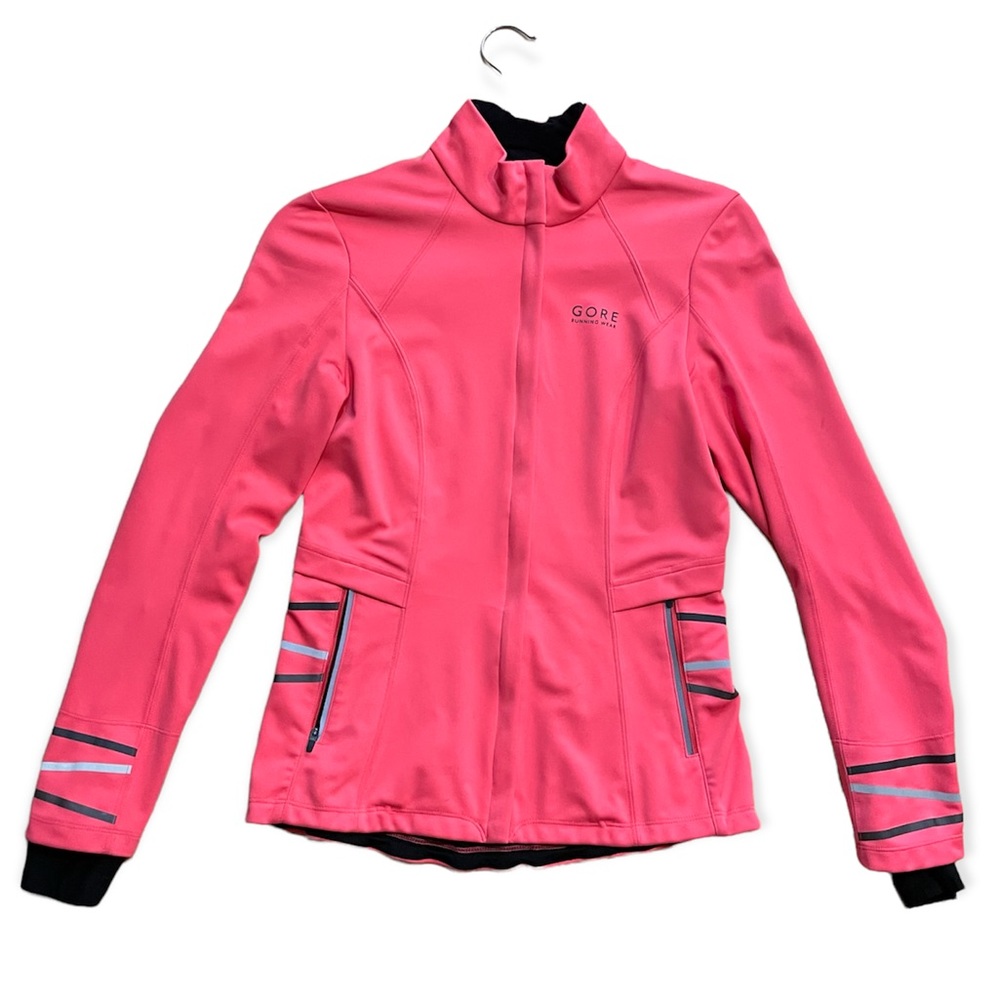 GORE Wind-stopper Soft shell reflector Running thumb holes Pink Jacket, Size XS